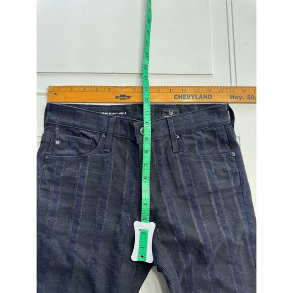 AG Adiano Goldschmied Farrah Skinny Ankle Jean 27R Black Blue Metallic Striped - Picture 7 of 8
